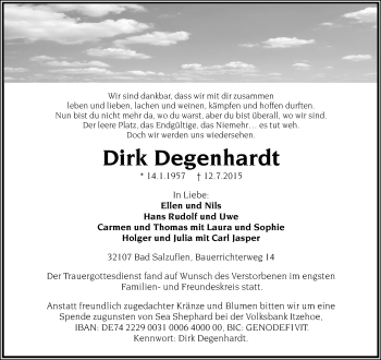 Anzeige  Dirk Degenhardt  Lippische Landes-Zeitung