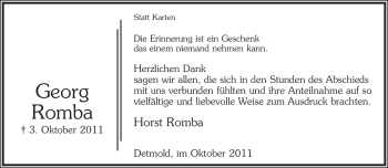 Anzeige  Georg Romba  Lippische Landes-Zeitung