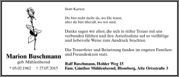 Anzeige  Marion Buschmann  Lippische Landes-Zeitung