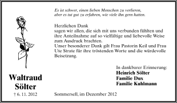 Anzeige  Walter Sölter  Lippische Landes-Zeitung