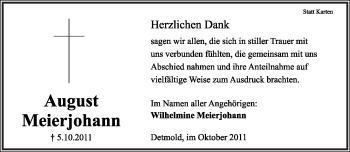 Anzeige  August Meierjohann  Lippische Landes-Zeitung