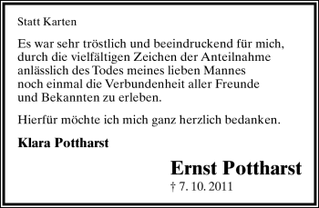 Anzeige  Ernst Pottharst  Lippische Landes-Zeitung