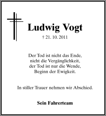 Anzeige  Ludwig Vogt  Lippische Landes-Zeitung