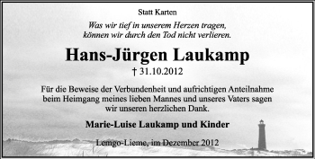 Anzeige  Hans-Jürgen Laukamp  Lippische Landes-Zeitung