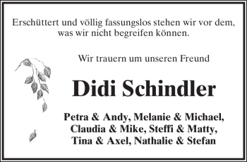 Anzeige  Didi Schindler  Lippische Landes-Zeitung