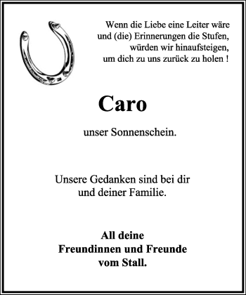 Anzeige  Carolin Rosemeier  Lippische Landes-Zeitung
