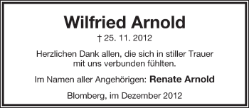 Anzeige  Wilfried Arnold  Lippische Landes-Zeitung