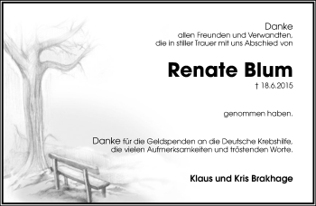 Anzeige  Renate Blum  Lippische Landes-Zeitung