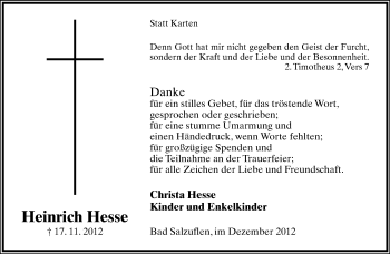 Anzeige  Heinrich Hesse  Lippische Landes-Zeitung