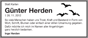 Anzeige  Günter Herden  Lippische Landes-Zeitung