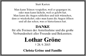 Anzeige  Lothar Gröne  Lippische Landes-Zeitung