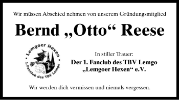 Anzeige  Bernd Reese  Lippische Landes-Zeitung