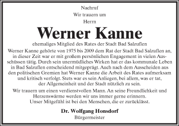 Anzeige  Werner Kanne  Lippische Landes-Zeitung