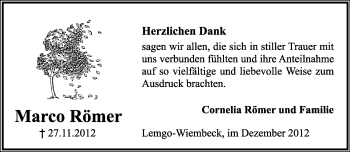 Anzeige  Marco Römer  Lippische Landes-Zeitung