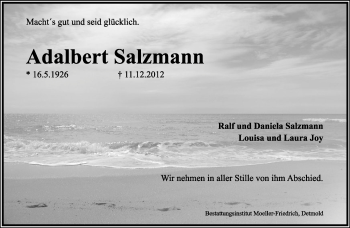 Anzeige  Adalbert Salzmann  Lippische Landes-Zeitung