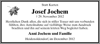 Anzeige  Josef Jochem  Lippische Landes-Zeitung