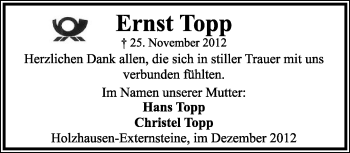 Anzeige  Ernst Topp  Lippische Landes-Zeitung
