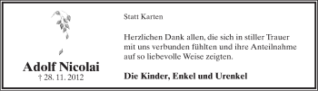Anzeige  Adolf Nicolai  Lippische Landes-Zeitung