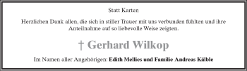 Anzeige  Gerhard Wilkop  Lippische Landes-Zeitung