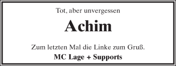 Anzeige  Achim   Lippische Landes-Zeitung