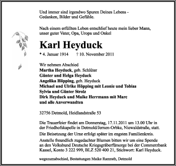 Anzeige  Karl Heyduck  Lippische Landes-Zeitung