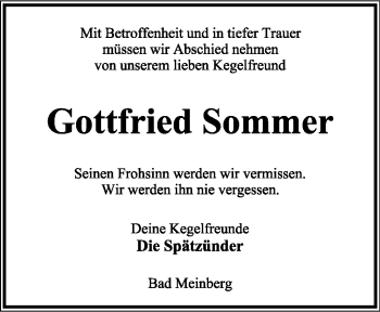 Anzeige  Gottfried Sommer  Lippische Landes-Zeitung