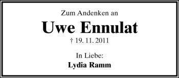Anzeige  Uwe Ennulat  Lippische Landes-Zeitung