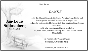 Anzeige  Jan-Louis Stührenberg  Lippische Landes-Zeitung
