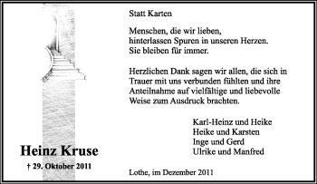 Anzeige  Heinz Kruse  Lippische Landes-Zeitung