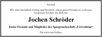 Anzeige  Jochen Schröder  Lippische Landes-Zeitung