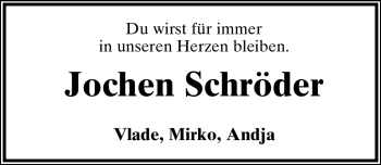 Anzeige  Jochen Schröder  Lippische Landes-Zeitung