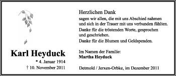 Anzeige  Karl Heyduck  Lippische Landes-Zeitung