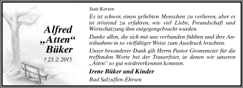 Anzeige  Alfred Büker  Lippische Landes-Zeitung