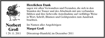 Anzeige  Norbert Groß  Lippische Landes-Zeitung