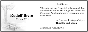 Anzeige  Rudolf Biere  Lippische Landes-Zeitung