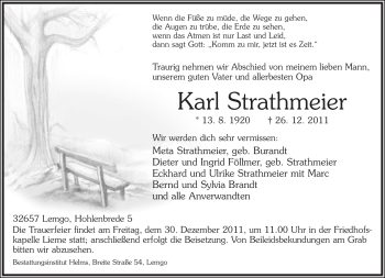 Anzeige  Karl Strathmeier  Lippische Landes-Zeitung