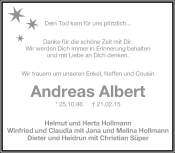 Anzeige  Andreas Albert  Lippische Landes-Zeitung