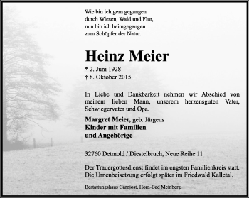 Anzeige  Heinz Meier  Lippische Landes-Zeitung