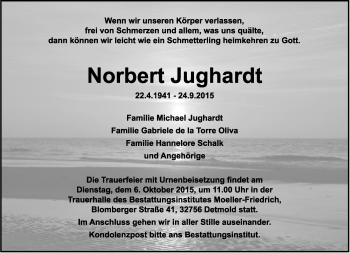 Anzeige  Norbert Jughardt  Lippische Landes-Zeitung