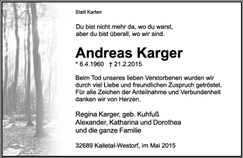 Anzeige   Andreas Karger  Lippische Landes-Zeitung