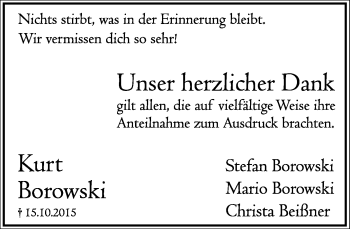 Anzeige  Kurt Borowski  Lippische Landes-Zeitung