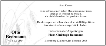 Anzeige  Otto Beermann  Lippische Landes-Zeitung