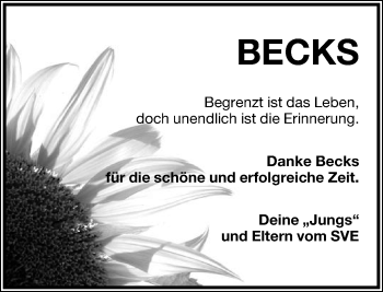 Anzeige  Andreas Beckschäfer  Lippische Landes-Zeitung