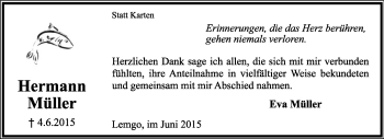 Anzeige  Hermann Müller  Lippische Landes-Zeitung