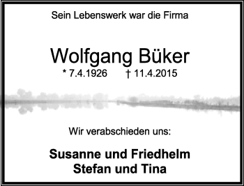 Anzeige  Wolfgang Büker  Lippische Landes-Zeitung