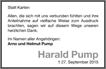 Anzeige  Harald Pump  Lippische Landes-Zeitung