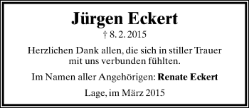 Anzeige  Jürgen Eckert  Lippische Landes-Zeitung