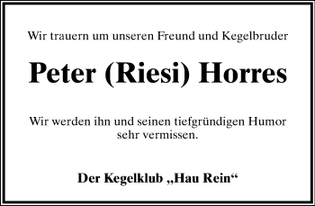 Anzeige  Peter Horres  Lippische Landes-Zeitung