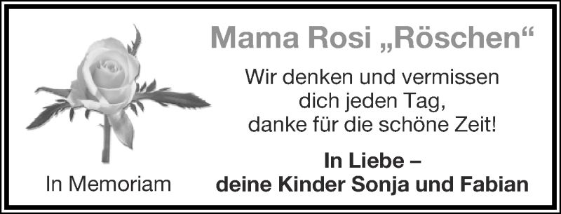  Traueranzeige für Rosemarie SchÃ¶nhage vom 09.05.2015 aus Lippische Landes-Zeitung