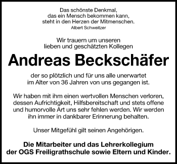 Anzeige  Andreas Beckschäfer  Lippische Landes-Zeitung